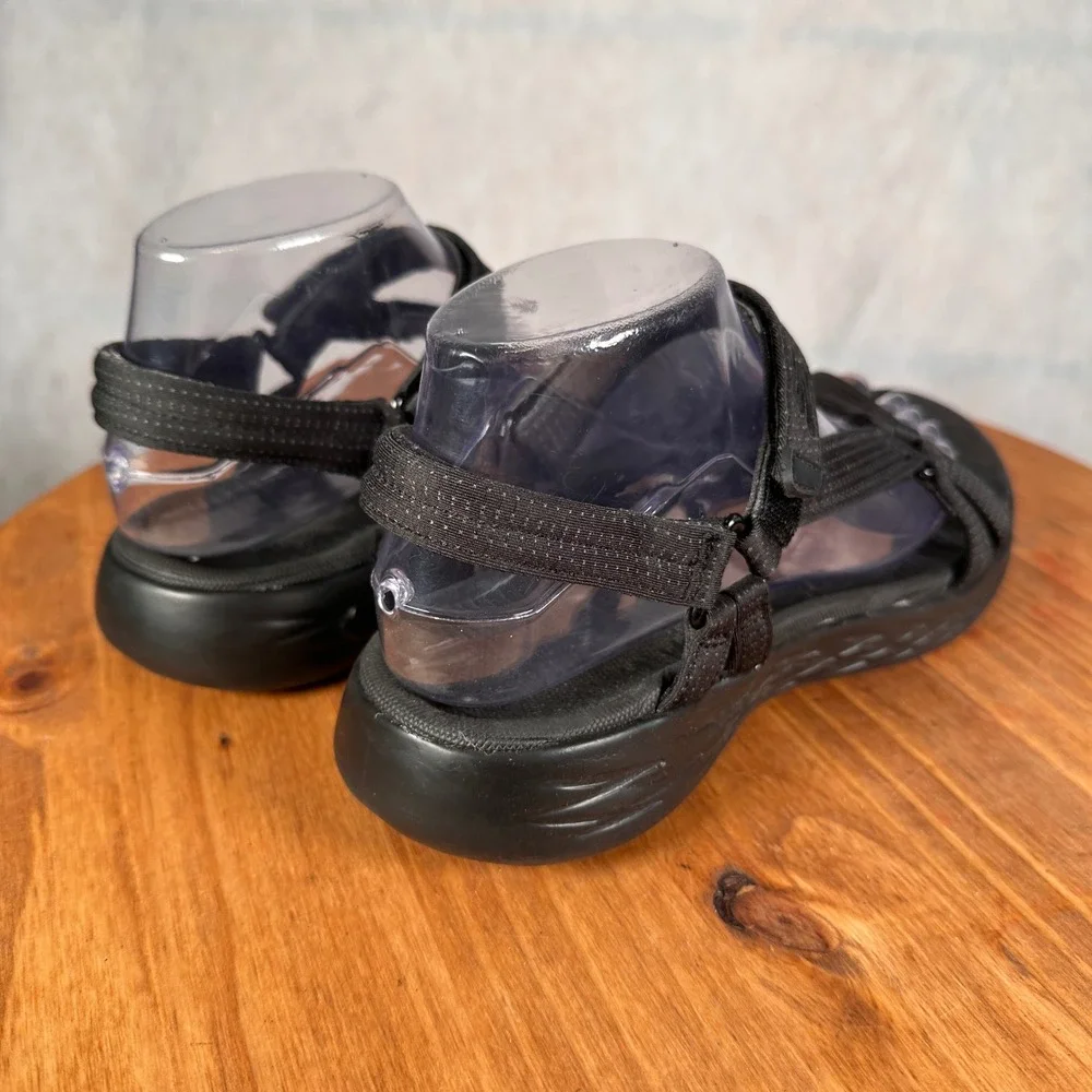 Skechers On-The-Go 600 Brilliancy Women 8 Black Good Sporty Strappy 15316